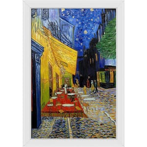 Cafe Terrace at Night by Vincent Van Gogh Galerie White Framed Architecture Oil Painting Art Print 28 in. x 40 in.