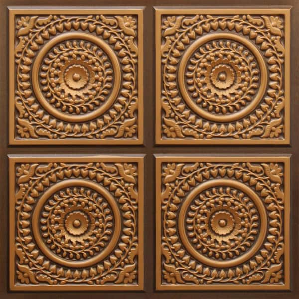 Falkirk Perth Antique Gold 2 ft. x 2 ft. Decorative Victorian Glue Up Ceiling Tile (100 sq. ft./case)
