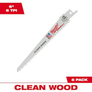 6 in. 6 TPI Clean Wood Cutting SAWZALL Reciprocating Saw Blades (5-Pack)