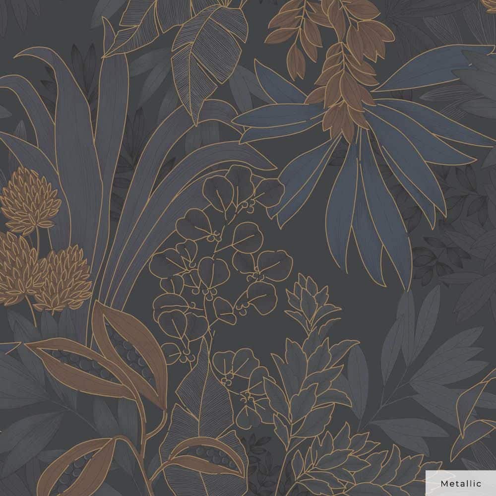 Twilight Floral Non-Pasted Grasscloth Wallpaper Roll
