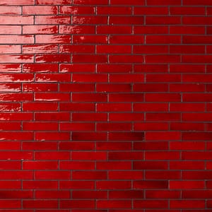 Orion Red 2 in. x 8 in. Handmade Glazed Ceramic Wall Tile (5.38 sq. ft. / Case)