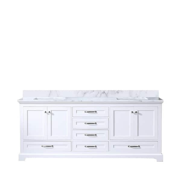 Dukes 80 in. W x 22 in. D White Double Bath Vanity and Carrara Marble Top