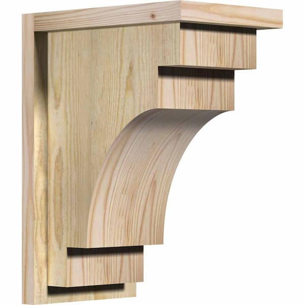 Ekena Millwork 8 in. x 12 in. x 16 in. Douglas Fir Mediterranean Rough Sawn Corbel with Backplate