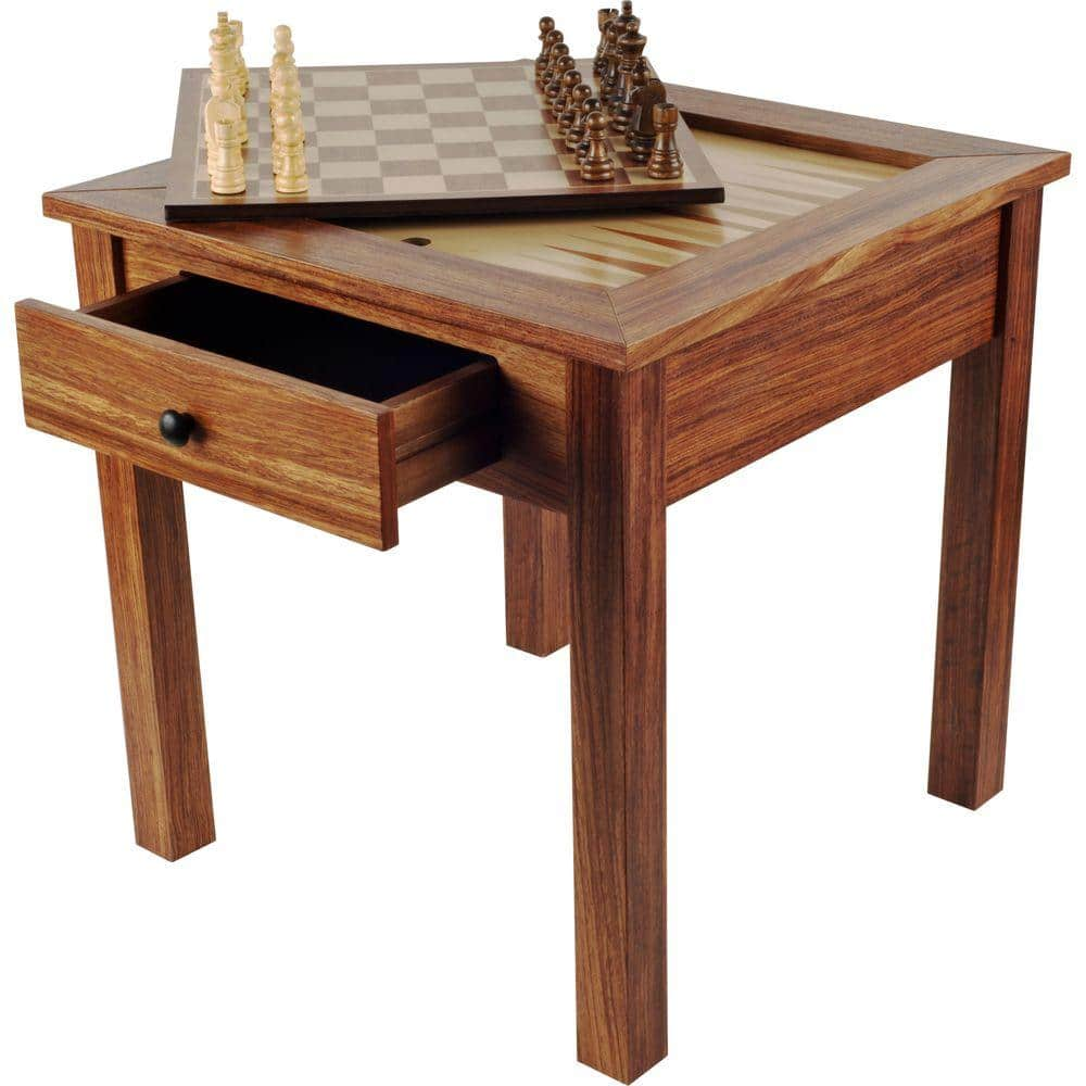 Round Chess Set With Board Wooden Chess Table With Storage 