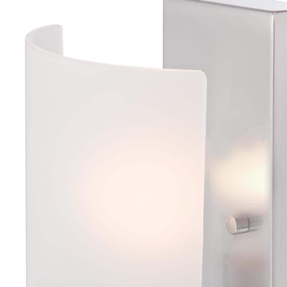 Enzo James Contemporary Brushed Nickel Wall Sconce with Frosted Glass
