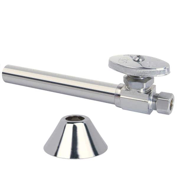 1/2 in. Sweat Inlet x 3/8 in. Comp Outlet Multi-Turn Straight Valve with 5 in. Extension Tube & Bell Flange