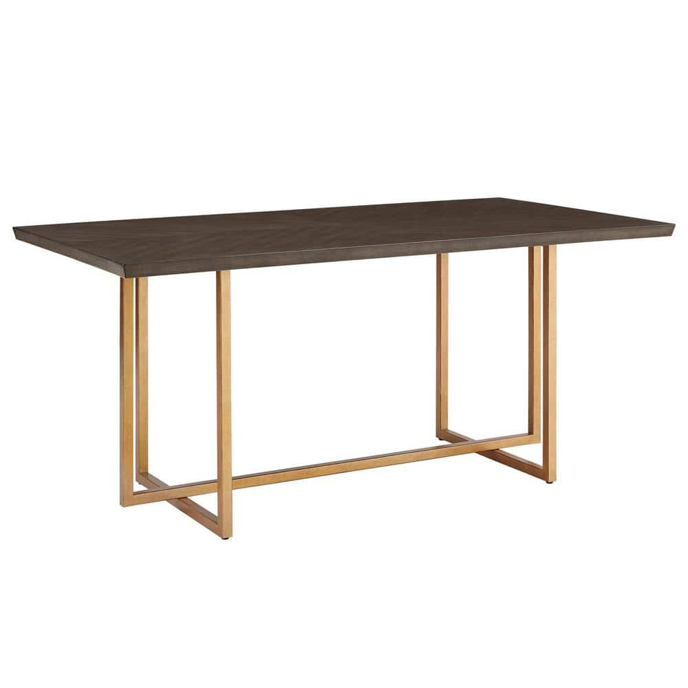 HomeSullivan 68 in. Rectangle Charcoal Brown And Gold Finish Wood ...