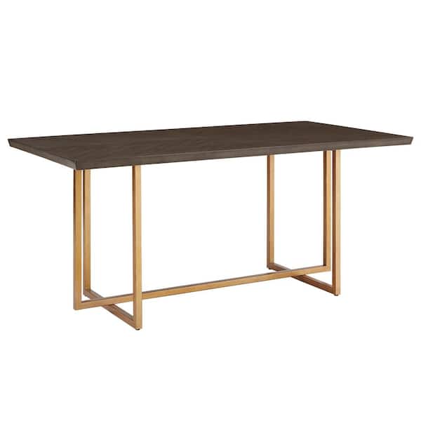 HomeSullivan 68 in. Rectangle Charcoal Brown And Gold Finish Wood Dining Table
