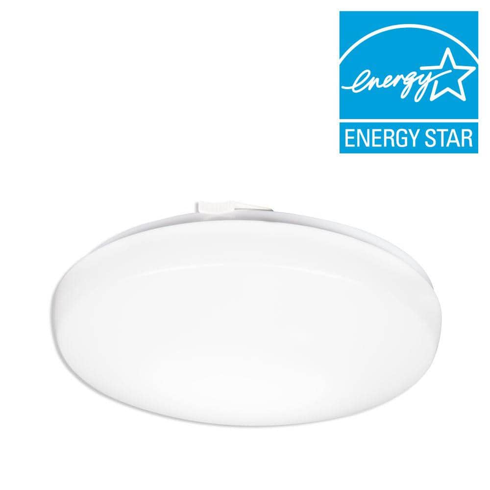 White 11-Inch Round LED Flush Mount Light