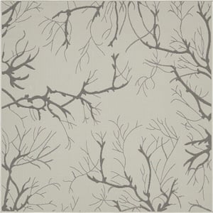 Outdoor Branch Light Gray 6' 0 x 6' 0 Square Rug
