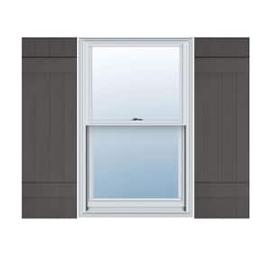 14 in. x 45 in. Lifetime Vinyl Custom Four Board Joined Board and Batten Shutters Pair Tuxedo Grey