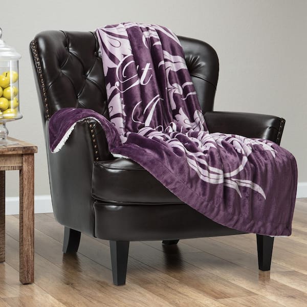 Best Mother Ever Aubergine Polyester Gift Throw Blanket, 50 in. x 65 in.