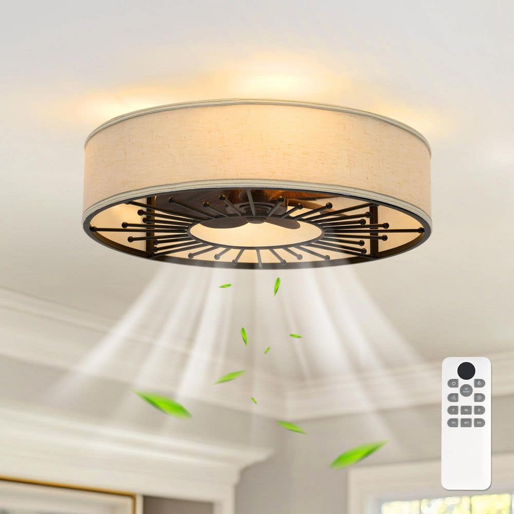 20 in. Indoor Black 100-240-Volt Low Profile Ceiling Fan with Linen Light Shade price history on PriceWatchPro