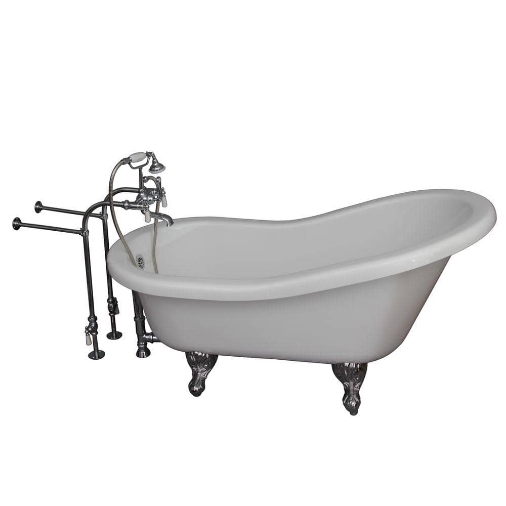 60'' White Acrylic Clawfoot Freestanding Soaking Tub