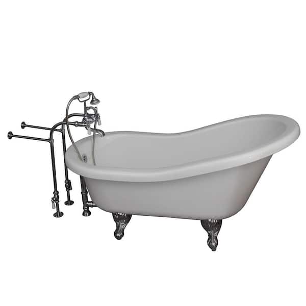 Barclay Products 5 ft. Acrylic Ball and Claw Feet Slipper Tub in White with Polished Chrome Accessories
