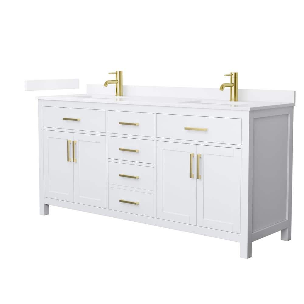 Beckett 72 in. Double Freestanding White Bath Vanity with White Quartz Top Unassembled price history on PriceWatchPro
