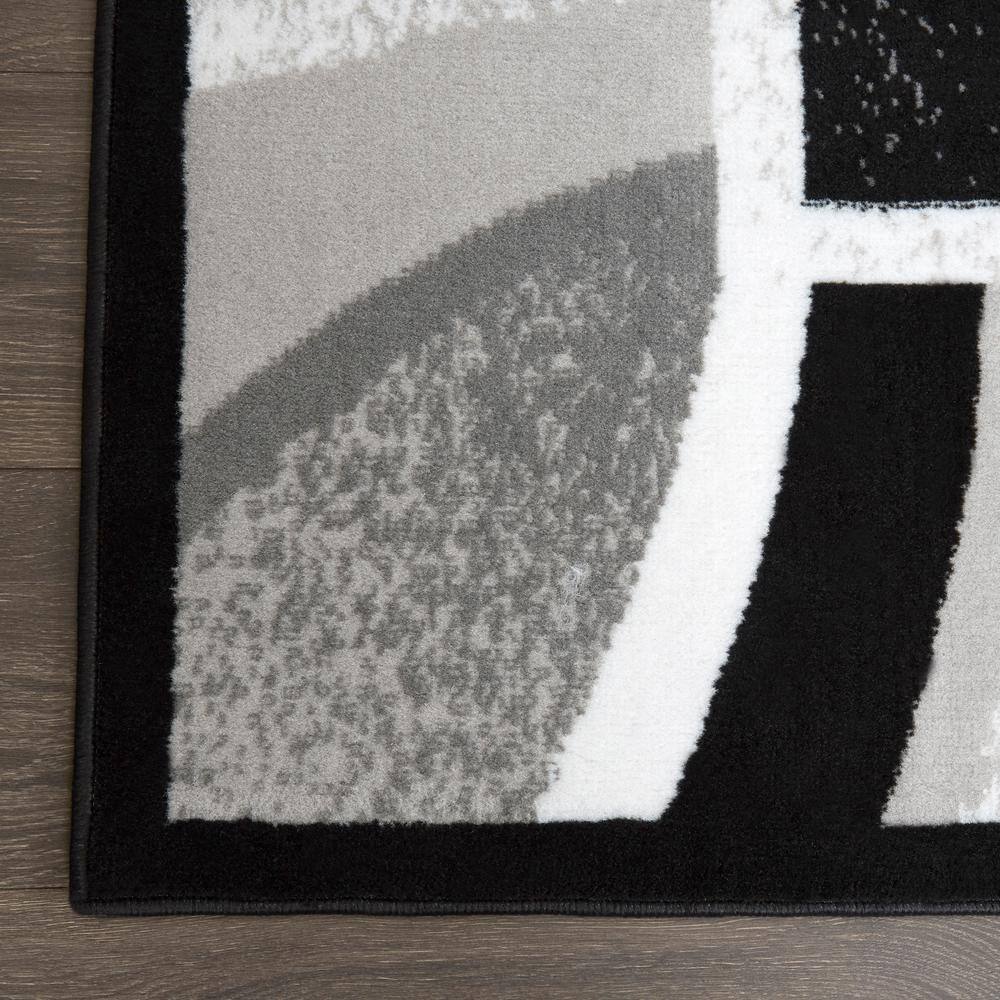 Black and Gray Abstract Border Area Rug, 21" x 35"