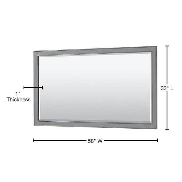Deborah 58 in. W x 33 in. H Rectangular Framed Wall Bathroom Vanity Mirror in Dark Gray