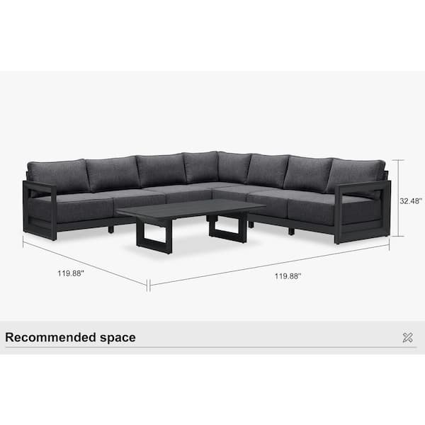 8 Pieces Patio Conversation Sets All Weather Outdoor Couch Sectional Set with Cushion Conversation Set Gray