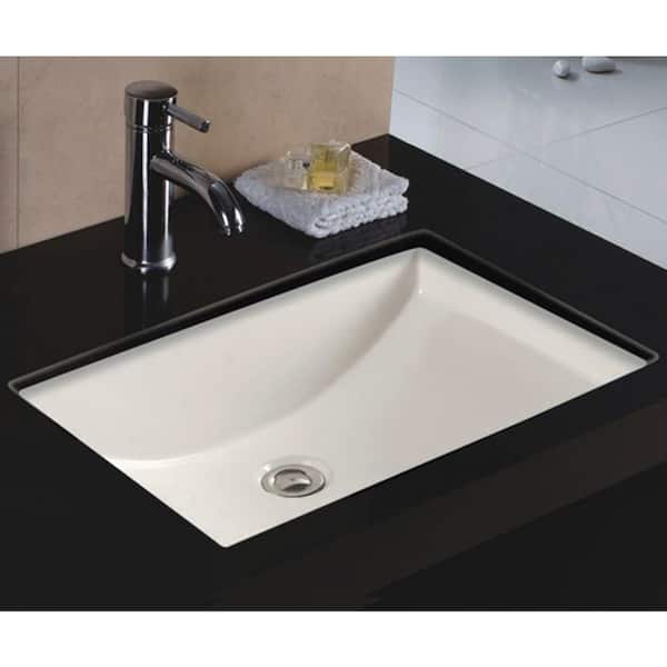 Rhythm Series 22 in. Rectangular Undermount Single Bowl Bathroom Sink in Bisque