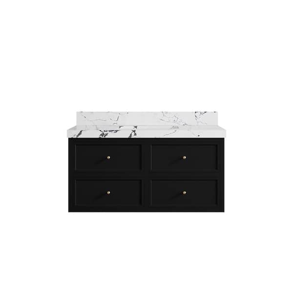 Willow Collections Roswell 42 in. Single Sink Freestanding Black Bath Vanity with Viola Night Qt. Top Unassembled
