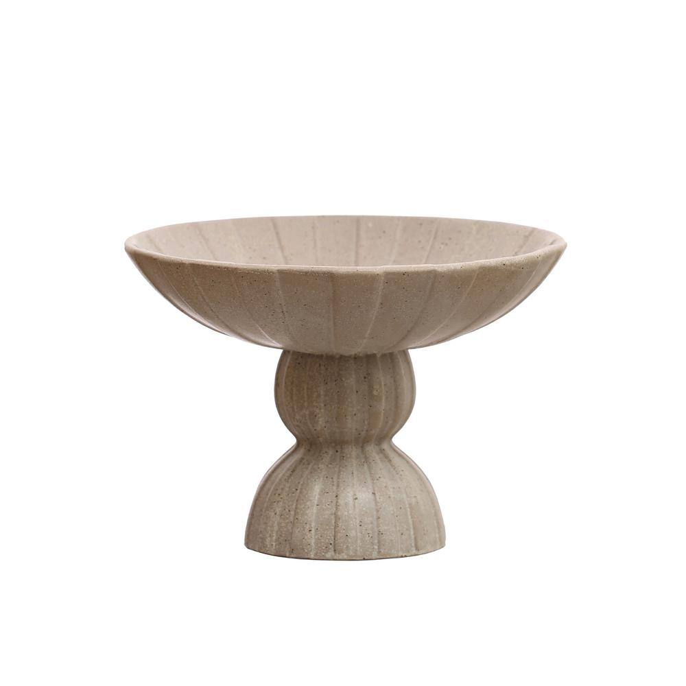 Tan Ceramic Footed Bowl for Salad and Pasta