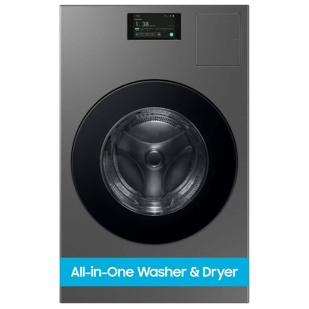 Samsung Bespoke 5.3 cu. ft. Ultra Capacity All-In-One Washer Dryer Combo with Super Speed and Ventless Heat Pump in Dark Steel