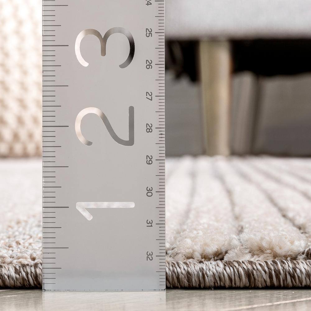 Beige and Gray Synthetic Rectangular Abstract Area Rug