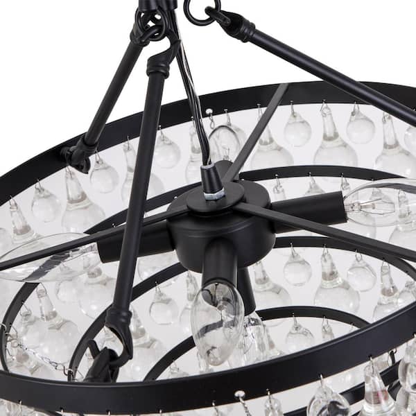 Maxax Jackson 5-Light 17.5 in. Black Crystal Modern Circle