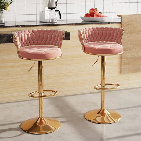 VECELO Bar Stools Set of 2, 25.59 in. Adjustable Metal