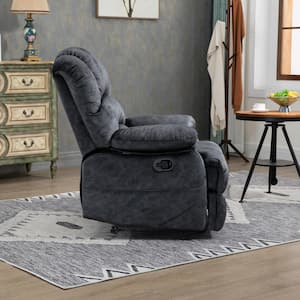 Dark Gray Fabric Manual Recliner Chair with Footrest and Storage