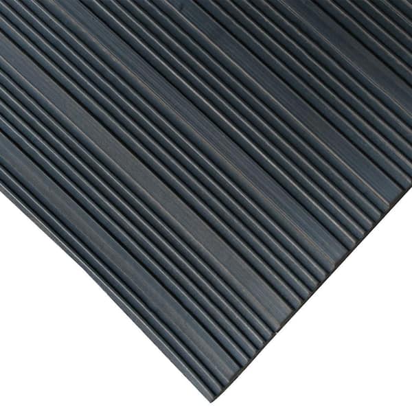 Marine Flooring Rubber-Cal Fine Rib Corrugated Rubber Floor Mat – 1/8" Thick X 3' X 6', Black, Anti-Slip Runner Industrial Floor Matting