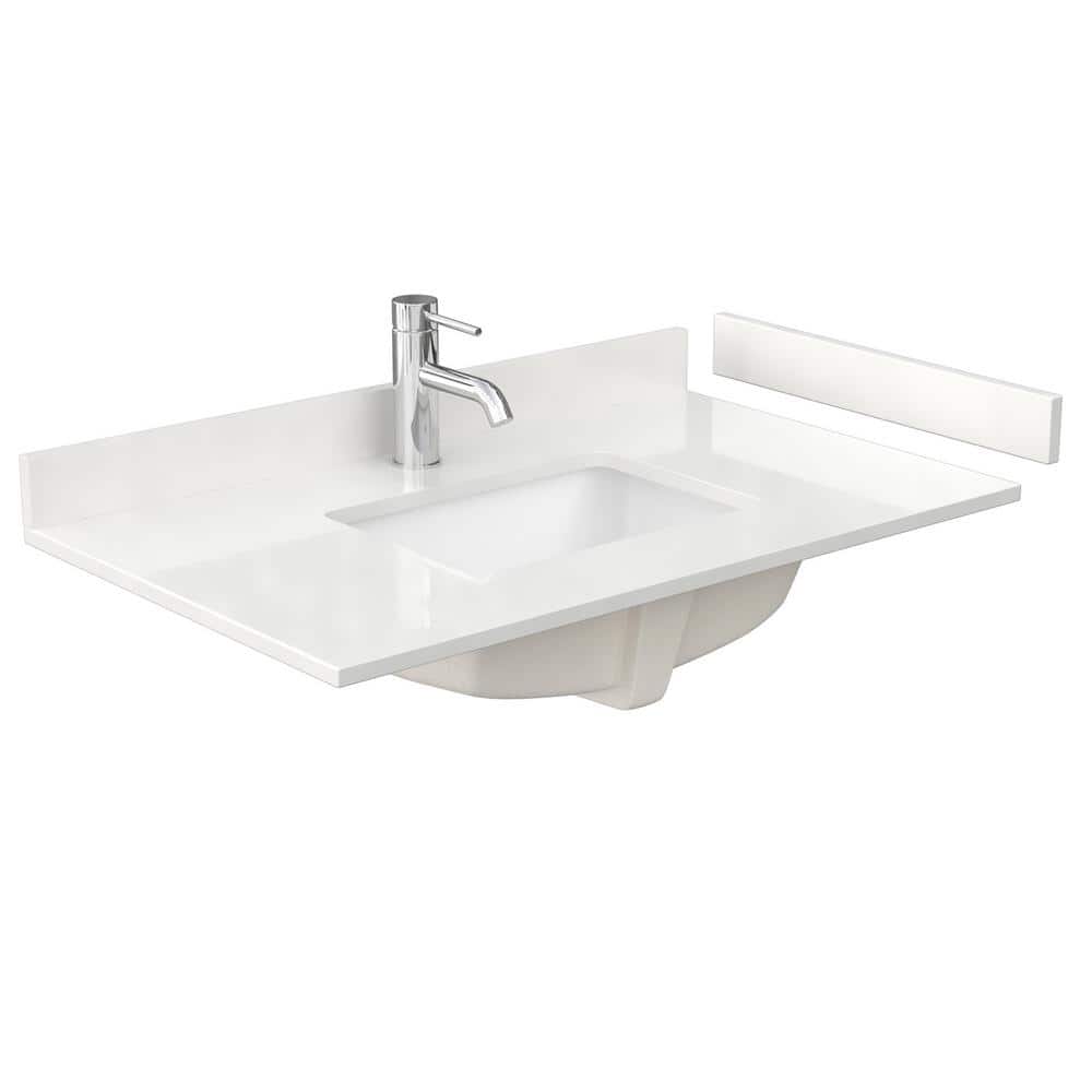 Miranda 36" White Freestanding Single Sink Bathroom Vanity with Quartz Top