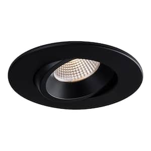 SPEX Lighting - 4-in. Selectable CCT5 New Construction, Canless Integrated LED Black Trim Regressed Gimbal Fixture