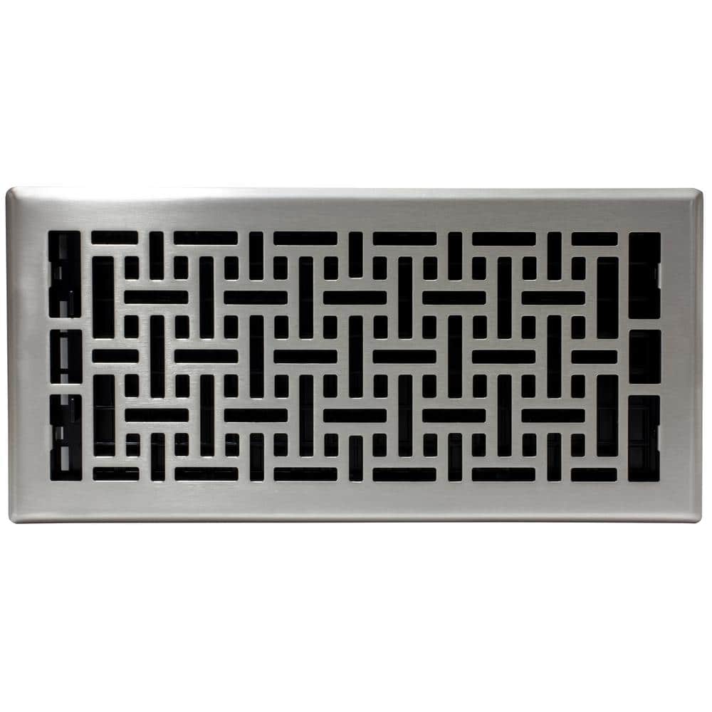 Oriental Brushed Nickel 6x14 Floor Register with Polystyrene Damper