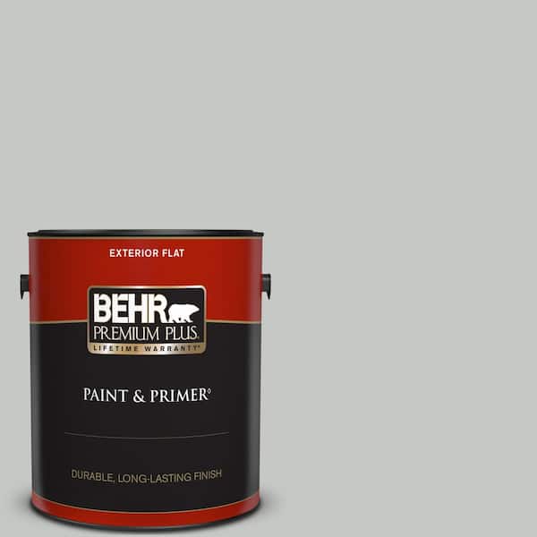 BEHR PREMIUM PLUS 1 gal. #BNC-07 Frosted Silver Flat Exterior Paint & Primer