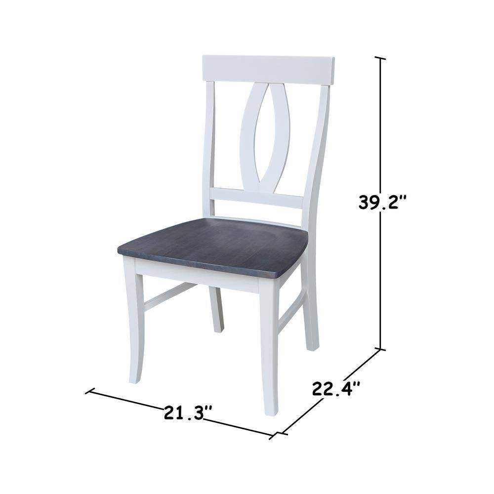 Heather Gray and White Solid Parawood High Side Chair