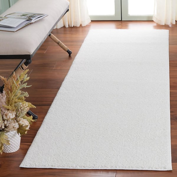 Boucle Ivory 3 ft. x 8 ft. Machine Washable Solid Runner Rug