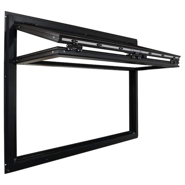 TEZA DOORS Teza 60 in. x 48 in. Awning Fold Up Outswing Matte Black Aluminum Tempered Window with Screen