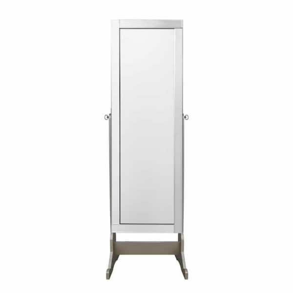 Inspired Home Adele Cheval Classic Silver Floor Mirror Jewelry Armoire with LED Lights