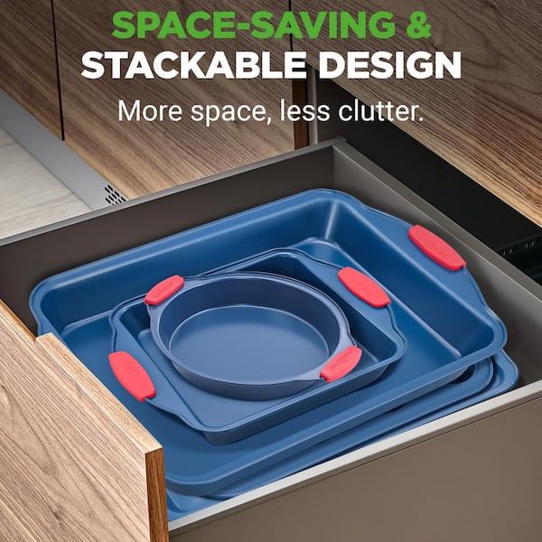 NutriChef 6-Piece Non-Stick Bakeware Set For Toaster Oven - Pans, Tray, Muffin Pan Included (NCTOBS6)