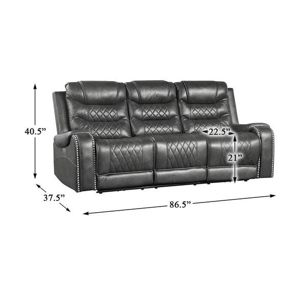Lazzara Bergen 86.5 in. W Straight Arm Faux Leather Rectangle