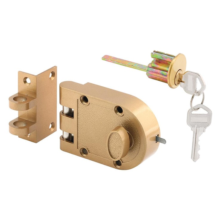 Prime-Line Jimmy-Resistant Deadlock, Diecast, Brass Color, Angle Strike, Single Cylinder