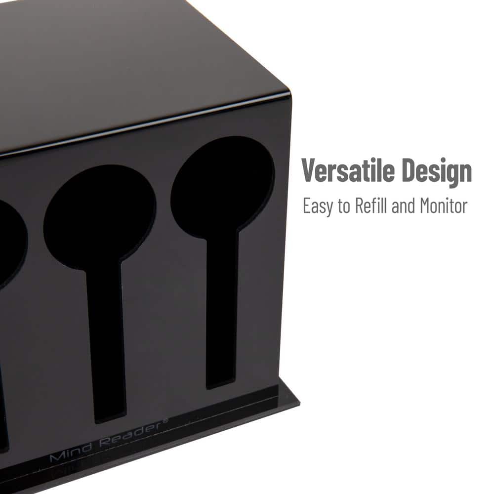 Black 3-Compartment Plastic Utensil Dispenser