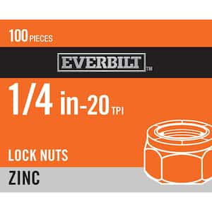 1/4 in.-20 Zinc Plated Nylon Lock Nut (100-Pack)