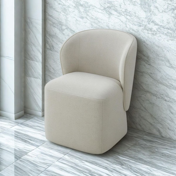 Souza Beige Fabric Swivel Dining Chair
