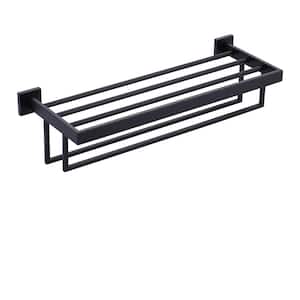 24 in. Square Single Towel Holders Wall Mounted in Matte Black