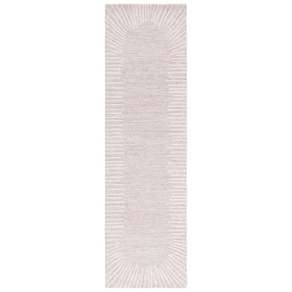 Natural Ivory Tufted Wool Abstract Runner Rug 2'3" x 10'