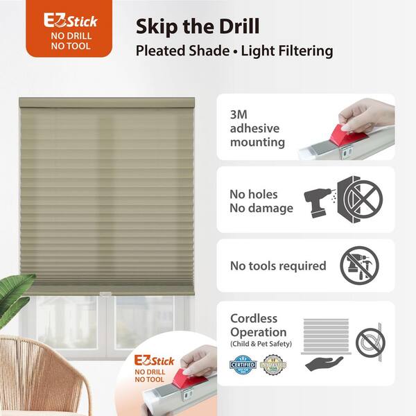 StyleWell EZ Stick No Drill No Tool Camel Cordless Light Filtering