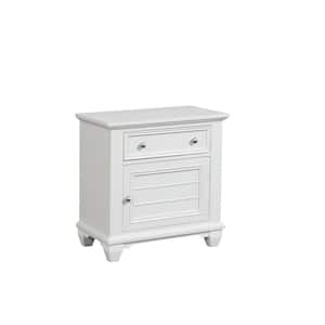 27.99 in. White 1-Drawer Wooden Nightstand